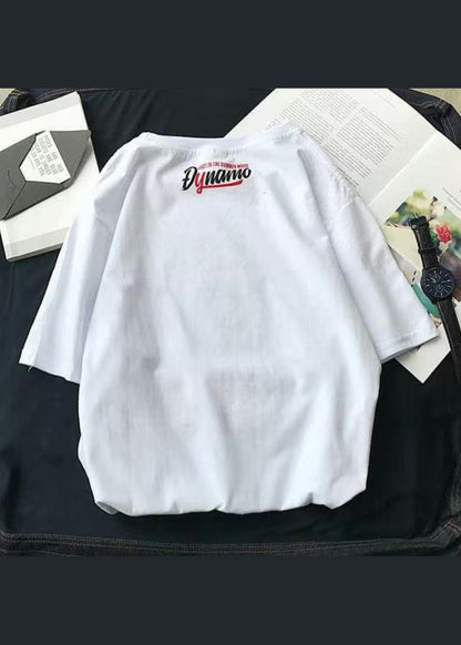 Chemise d'été en coton pour homme, motif lettre O, col blanc, confortable