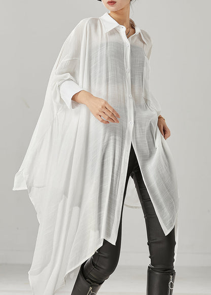 Chemises en coton blanc surdimensionnées asymétriques printemps YU1002
