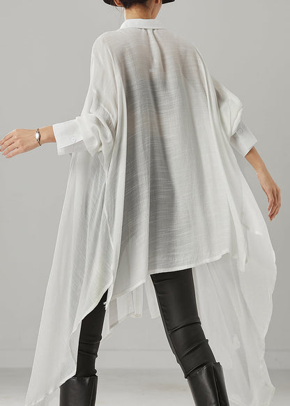 Chemises en coton blanc surdimensionnées asymétriques printemps YU1002