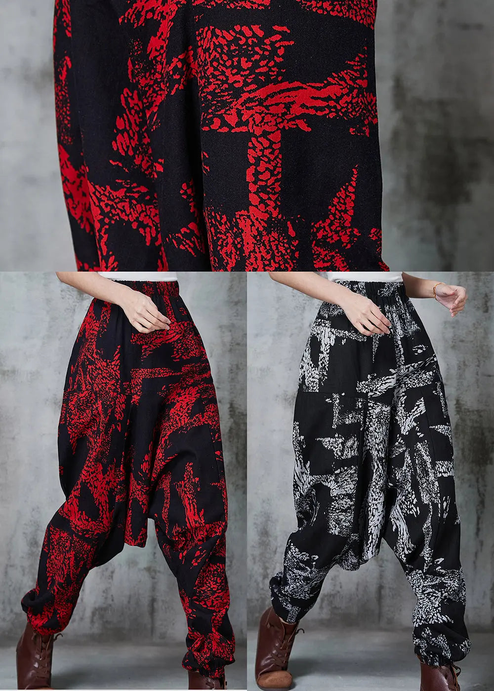 White Print Cotton Harem Pants Oversized Spring JK1012 Ada Fashion