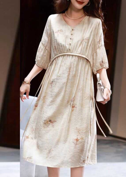 Women Apricot Print Patchwork Party Long Dress Summer WW039