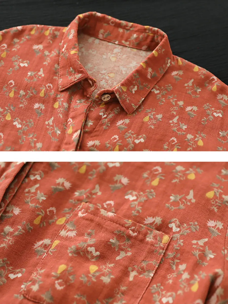 Women Artsy Spring Floral Cotton Shirt Ada Fashion