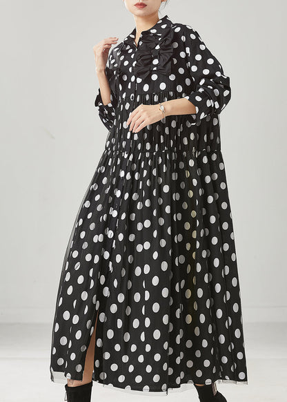 Robe longue en tulle à pois noirs pour femme, imprimé nœud, printemps YU1005