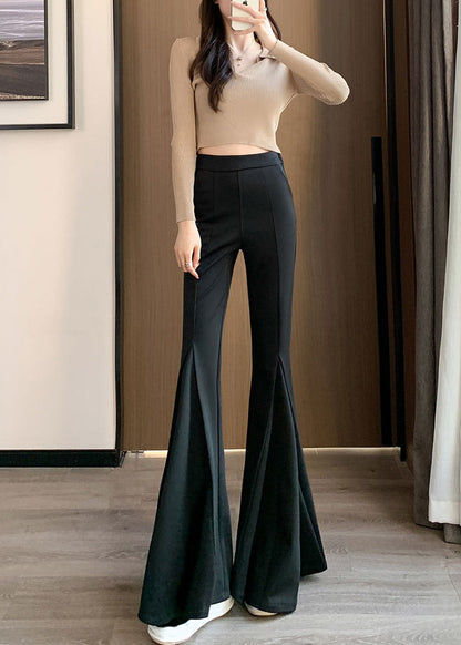 Damen Schwarze Schlaghose mit Bauchkontrolle, Spandex, Frühling, YP003