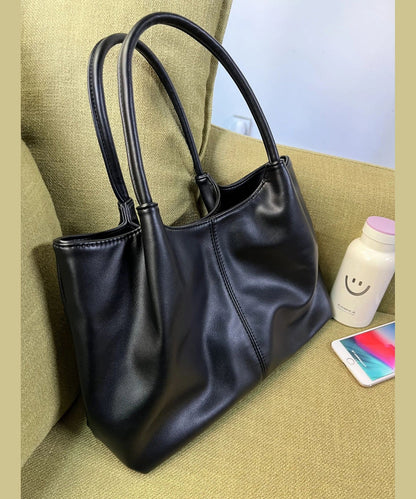 Versatile Black Satchel Women Faux Handbag Leather