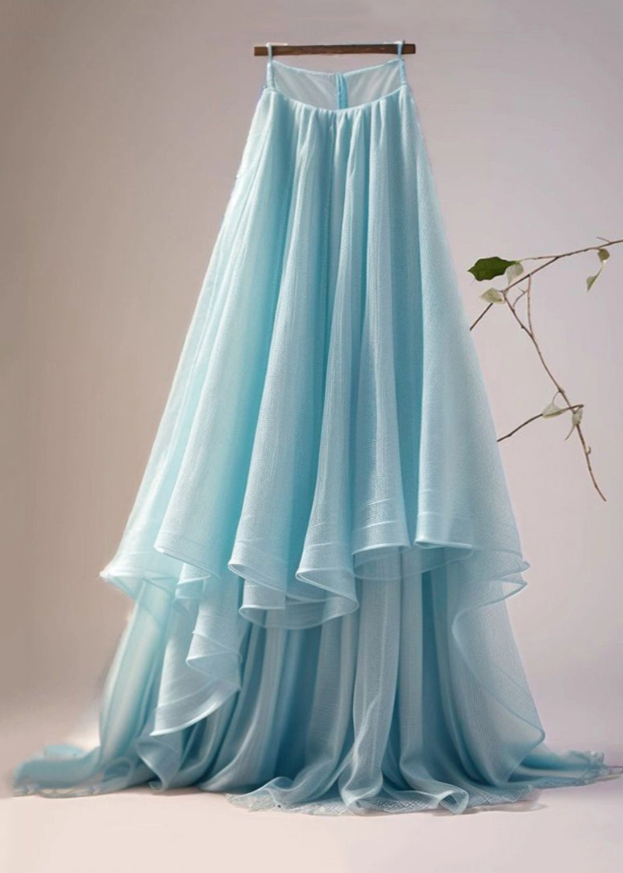 Women Blue Asymmetrical High Waist Tulle Skirt Summer Ada Fashion