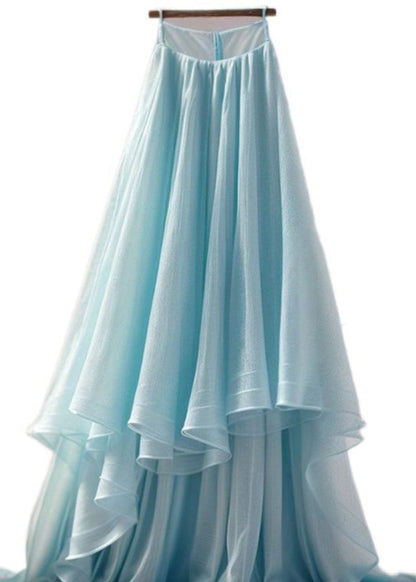 Women Blue Asymmetrical High Waist Tulle Skirt Summer Ada Fashion