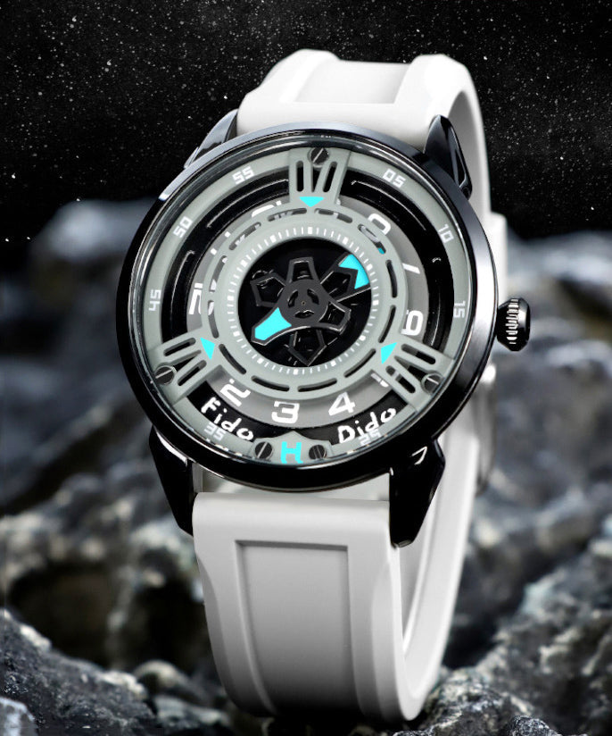 Silicone Rubber Blue Hollow Women Watches Waterproof Out