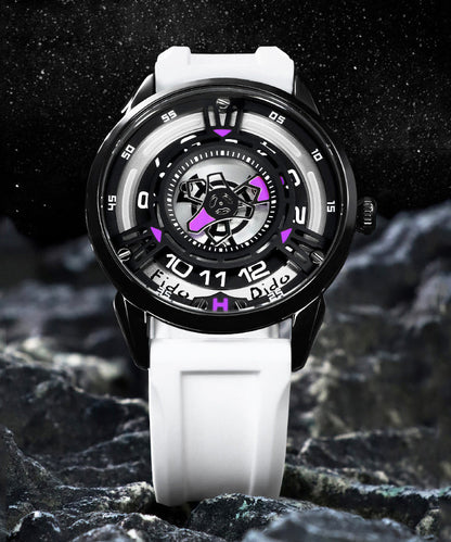 Silicone Rubber Blue Hollow Women Watches Waterproof Out