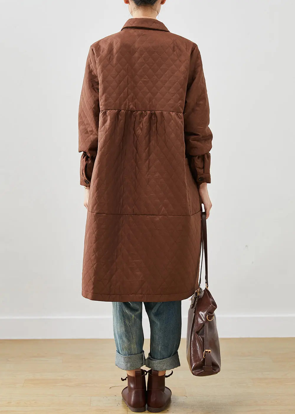 Women Brown Oversized Fine Cotton Filled Winter Coats Ada Fashion