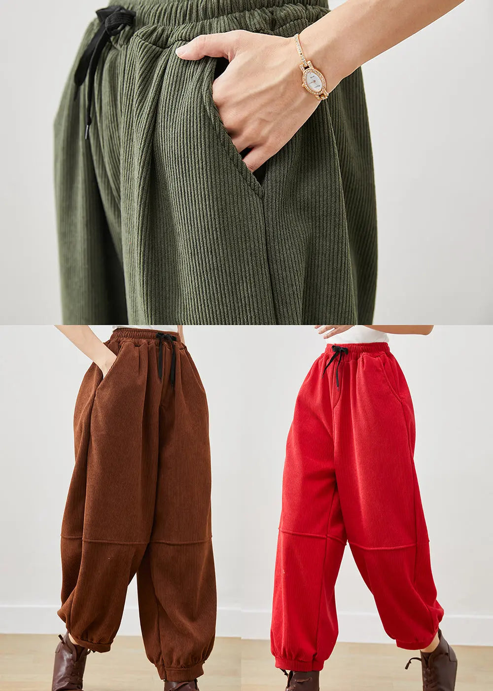 Women Coffee Oversized Corduroy Harem Pants Winter Ada Fashion