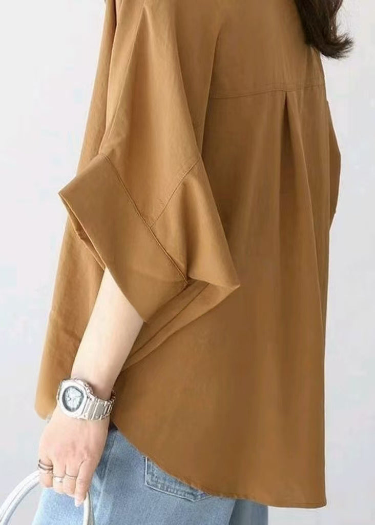 Coffee Women Shirt Cotton Oversized Summer Top