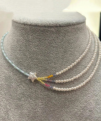 Collier de perles superposées pour femme, perles, étoiles, blocs de couleurs, gradué