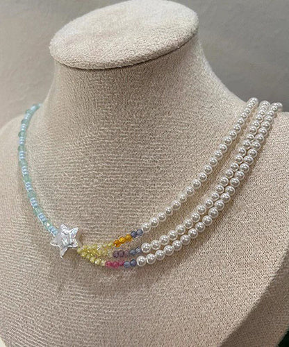 Collier de perles superposées pour femme, perles, étoiles, blocs de couleurs, gradué