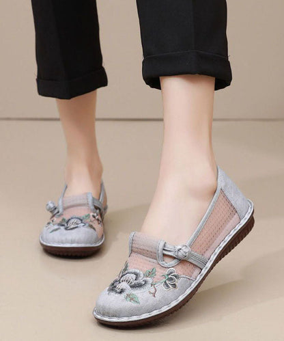 Bestickte Schuhe Atmungsaktive Frauen Flache Rote Mesh Füße