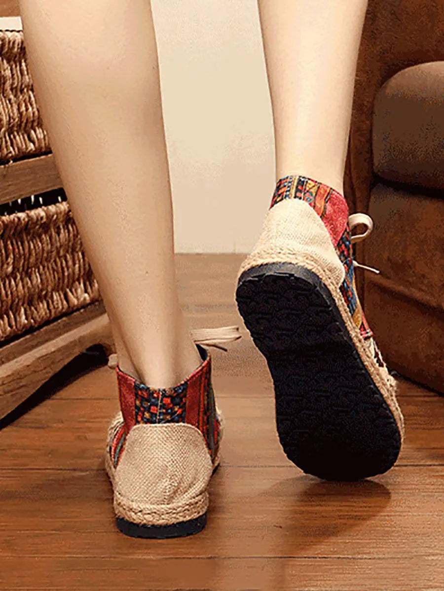 Women Ethnic Spliced Linen Embroidery Shoes Ada Fashion