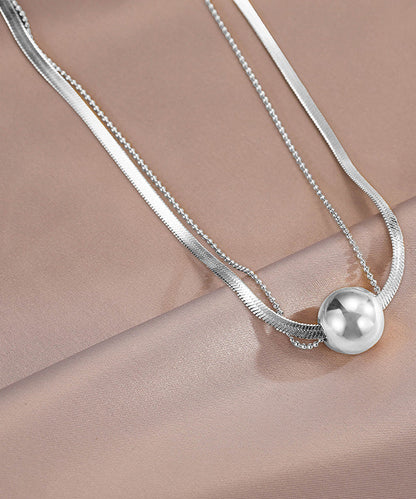 Collier avec pendentif boule en acier inoxydable doré pour femme WO017