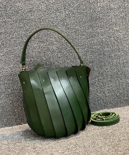 Sac messager en cuir de veau patchwork vert pour femme AH729