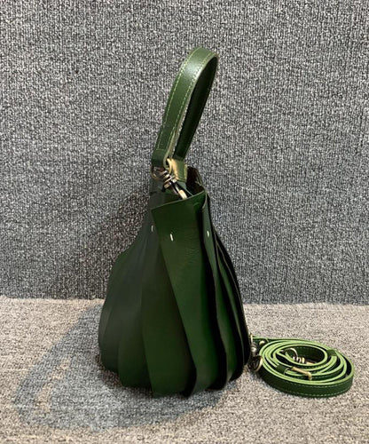 Sac messager en cuir de veau patchwork vert pour femme AH729