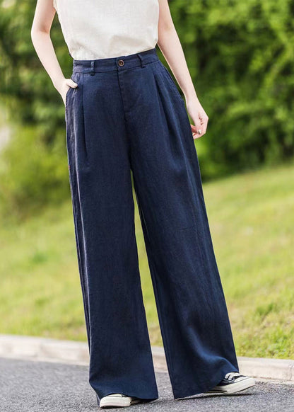 Sommerhose Gerade Taschen Damen Grün Leinen