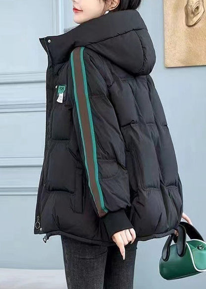 Damen Grüne Kapuzenjacke mit Reißverschlusstaschen und feiner Baumwollefüllung, Winter TD037
