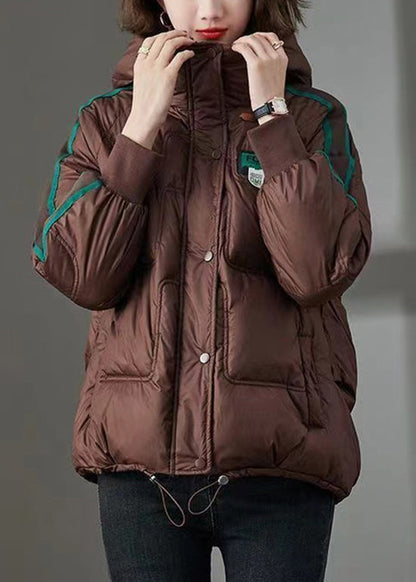 Damen Grüne Kapuzenjacke mit Reißverschlusstaschen und feiner Baumwollefüllung, Winter TD037