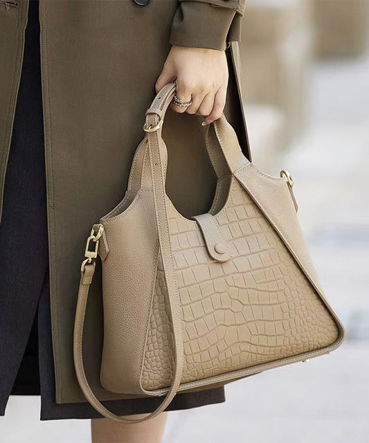 Calf Grey Leather Patchwork Women Durable Bag Tote