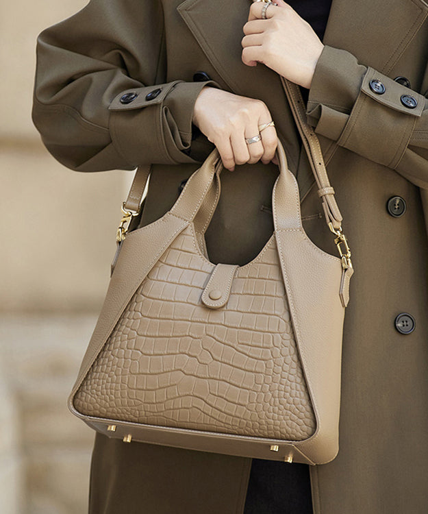 Calf Grey Leather Patchwork Women Durable Bag Tote