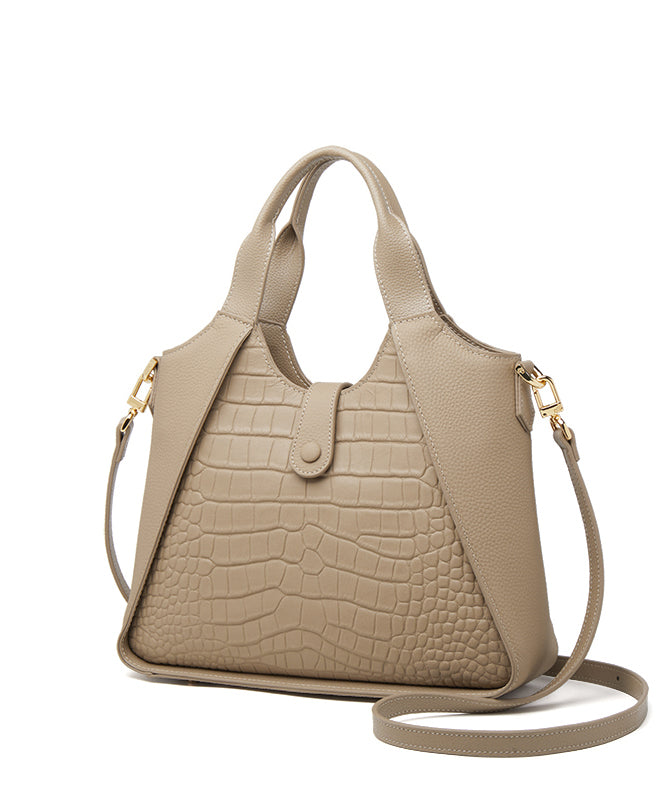 Calf Grey Leather Patchwork Women Durable Bag Tote