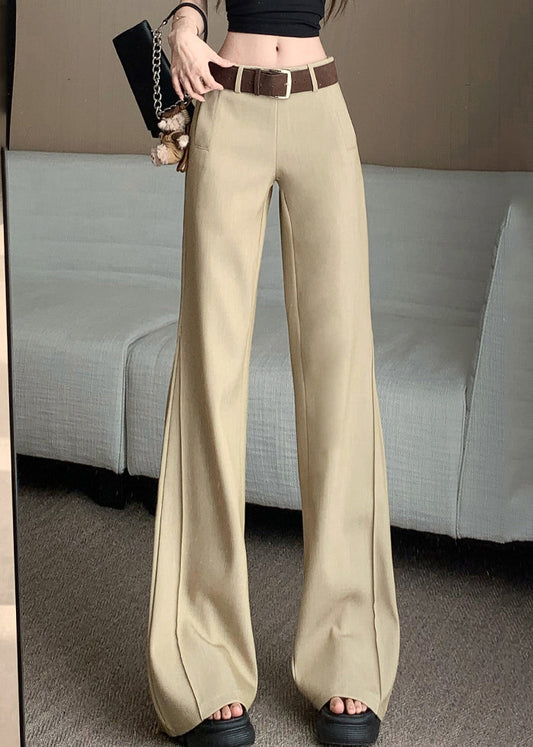 Pantalon de printemps à poches larges et hautes pour femme, kaki, taille patchwork