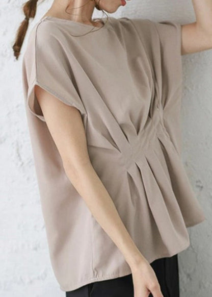 Wrinkled Summer Tank Nude Tops Women Oversized Cotton