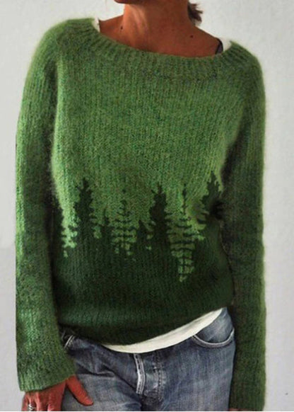 Pull en tricot confortable à col rond bleu paon pour femme Automne QA012