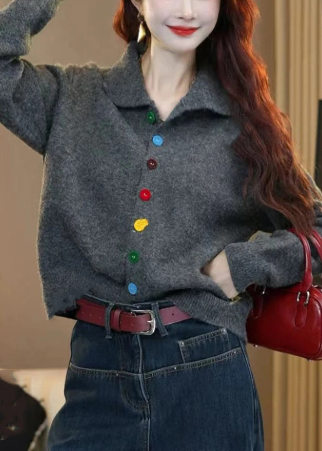 Women Red Turtleneck Button Knit Sweaters Winter WM015