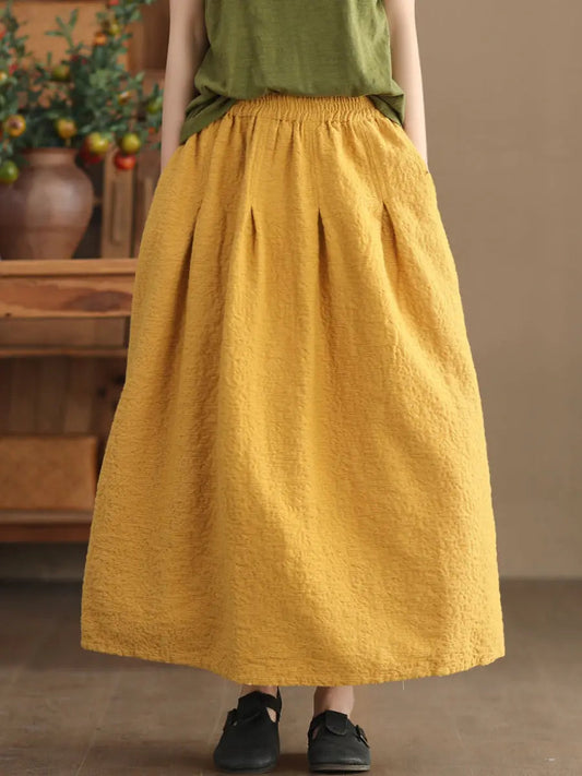 Women Spring Solid Artsy Commute Loose Skirt Ada Fashion