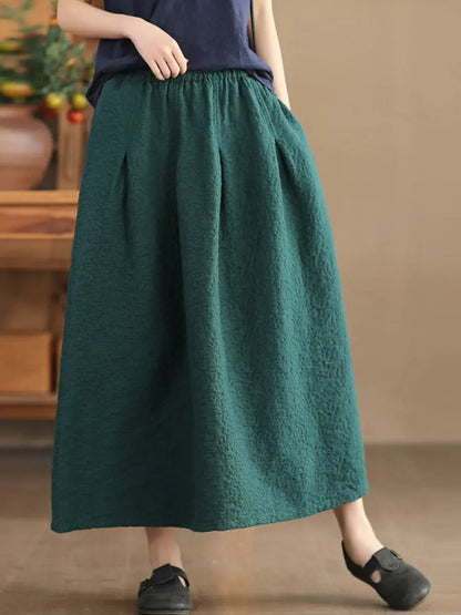 Women Spring Solid Artsy Commute Loose Skirt Ada Fashion