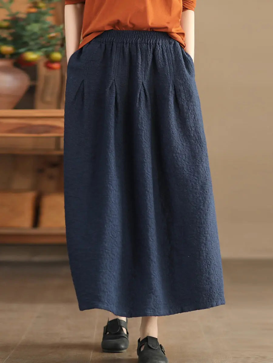 Women Spring Solid Artsy Commute Loose Skirt Ada Fashion