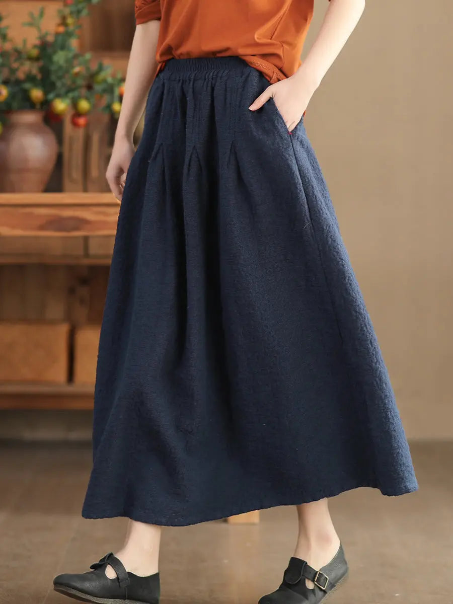 Women Spring Solid Artsy Commute Loose Skirt Ada Fashion