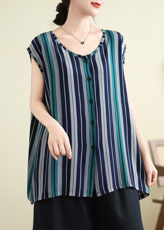 Damen Sommer Tank Top O-Ausschnitt Gestreift