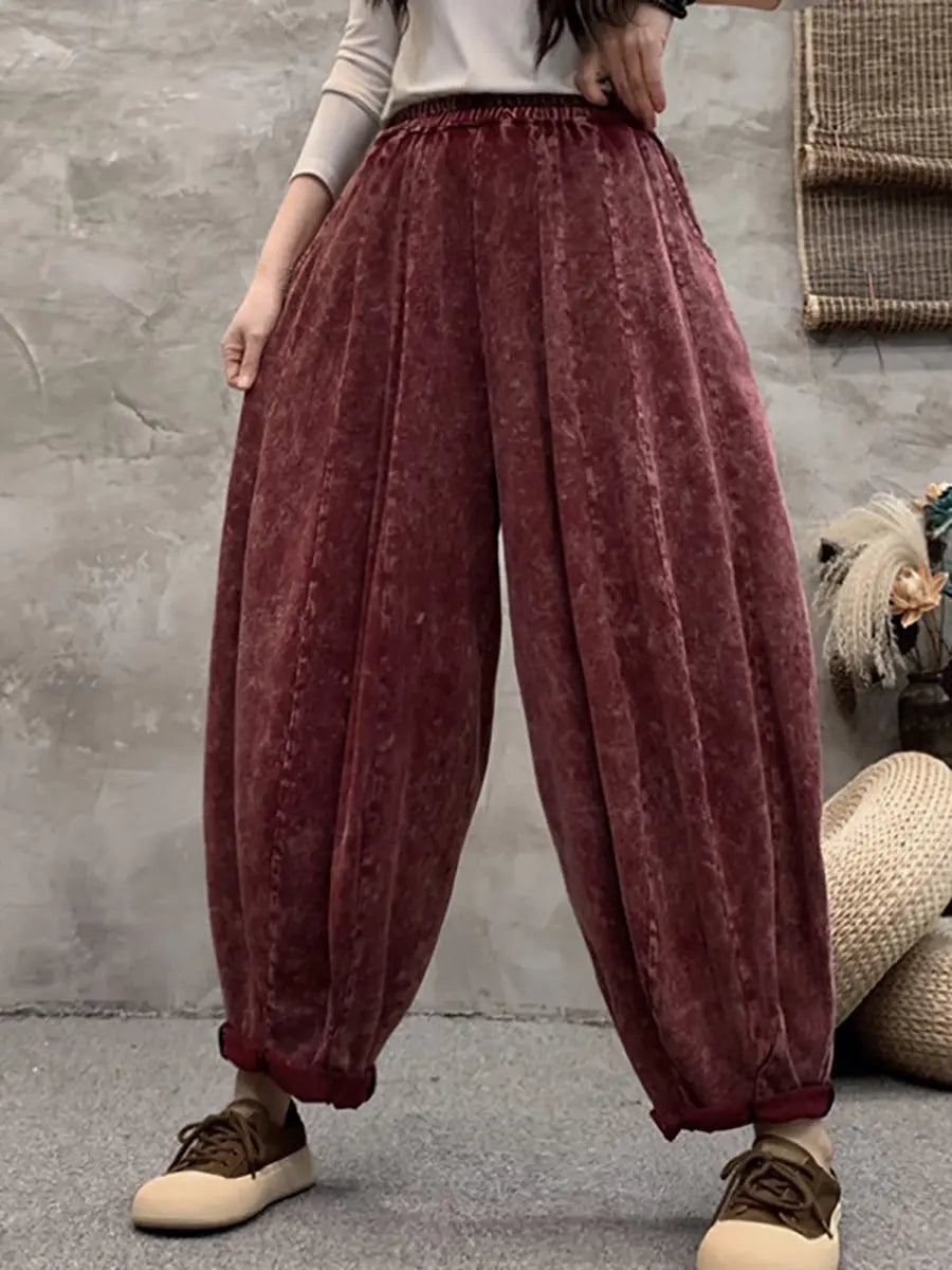 Women Vintage Spring Solid Loose Harem Pants Ada Fashion