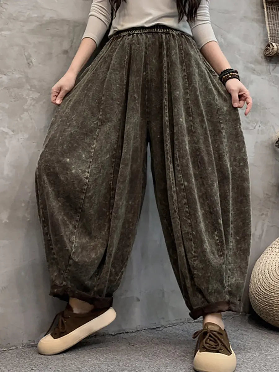 Women Vintage Spring Solid Loose Harem Pants Ada Fashion