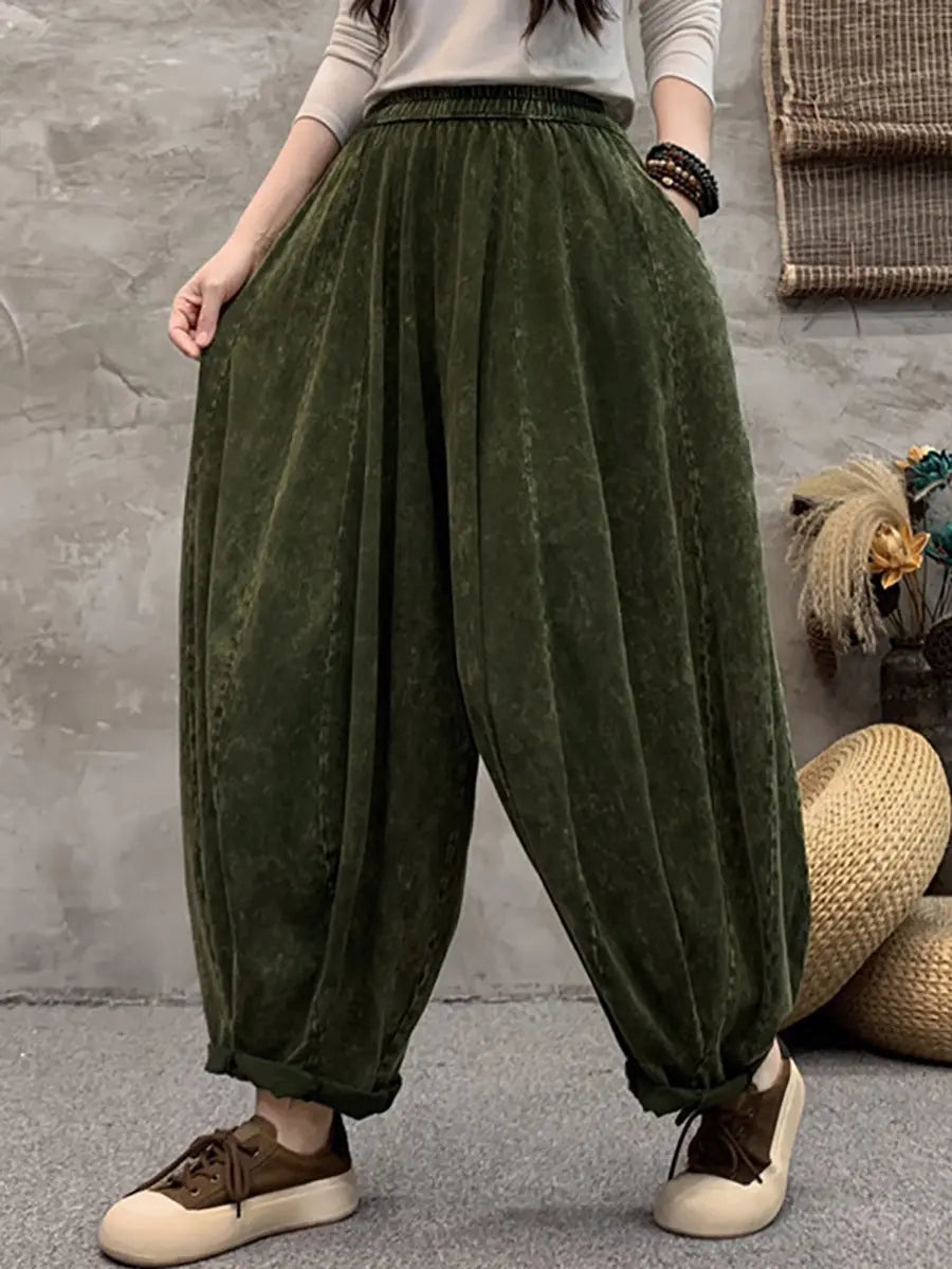 Women Vintage Spring Solid Loose Harem Pants Ada Fashion