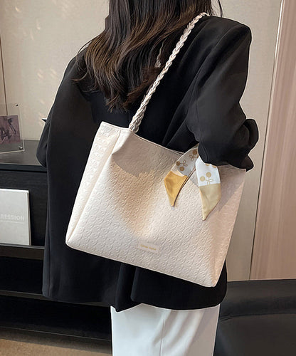 Sacs en cuir grande capacité blancs pour femmes, sacs à bandoulière en similicuir