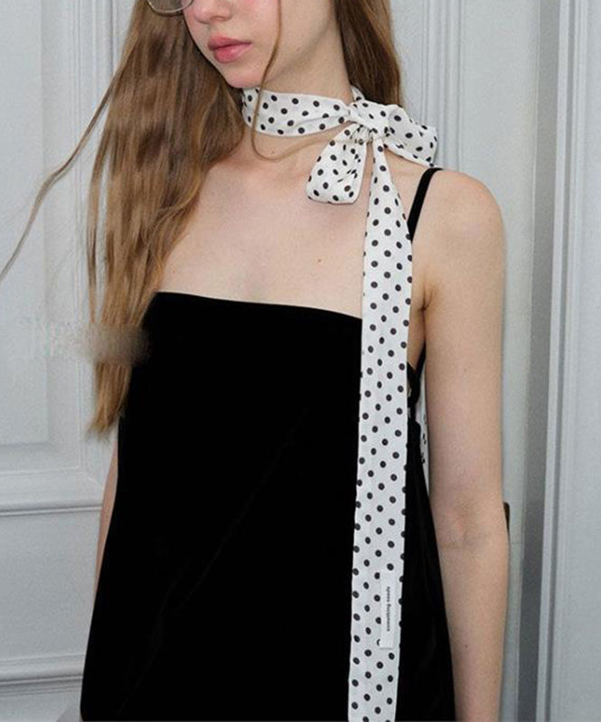 Foulard en soie blanc à pois pour femme YU018