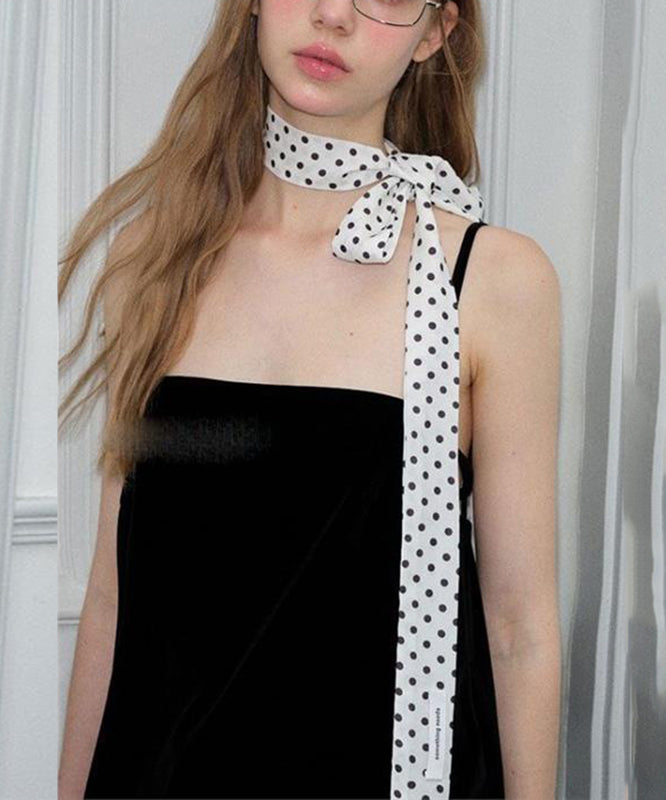 Foulard en soie blanc à pois pour femme YU018