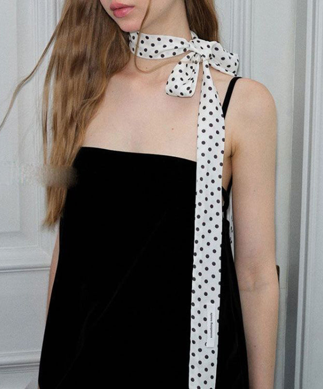 Foulard en soie blanc à pois pour femme YU018