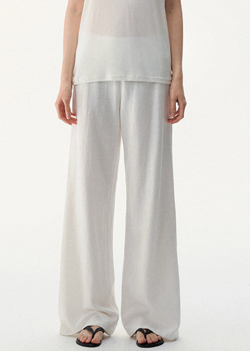 Pants Waist Summer Women Linen White High Solid
