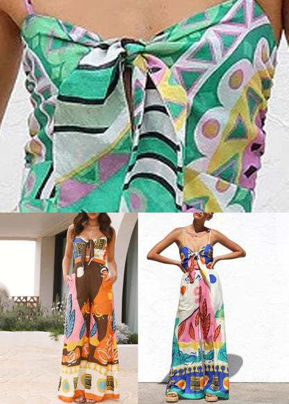 Pocket Sleeveless Jumpsuit Patchwork Women Tunic Yellow