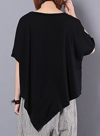 Plus Size Women Irregular Loose 100% Cotton T-Shirt AS1061