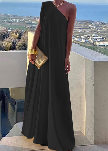 Lange Schulter Weiß Solide frauen Ein Kleid Sommer