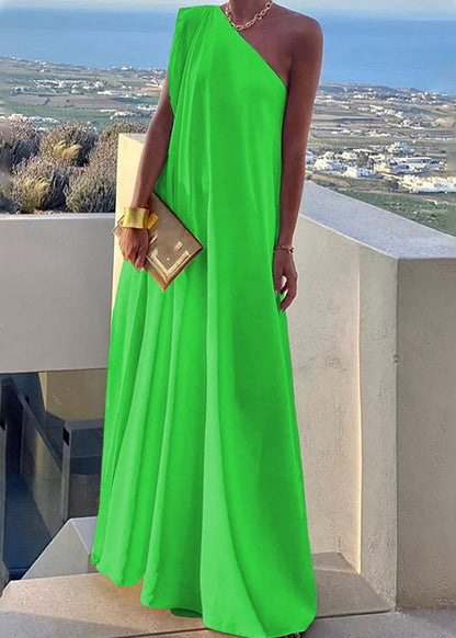 Lange Schulter Weiß Solide frauen Ein Kleid Sommer
